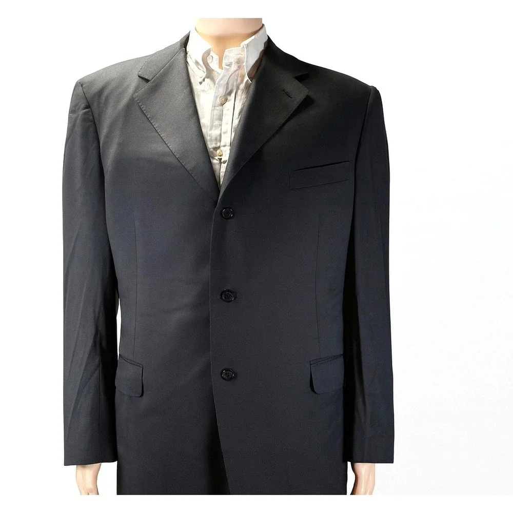 CANALI Black 100% Wool 3‎ Button Blazer Jacket Men's Size EU60L US50L